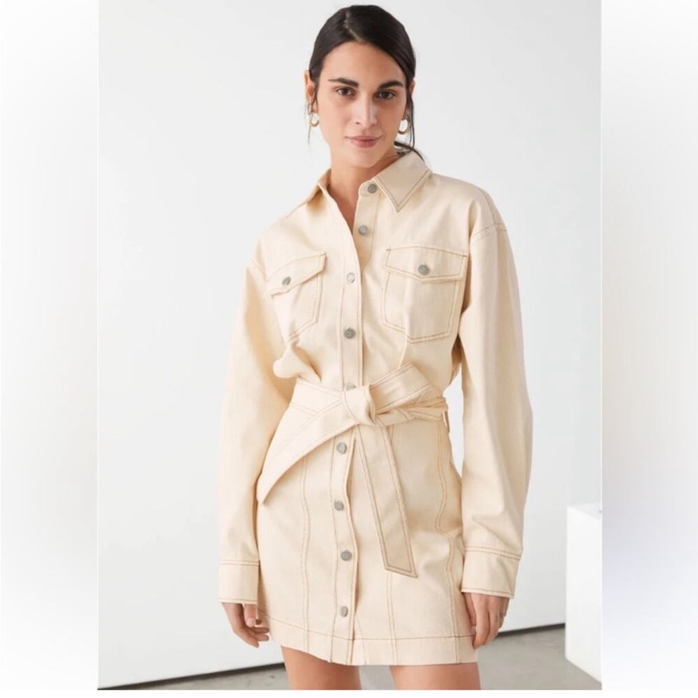 & Other Stories Cream Utility Shirt Dress Jacket